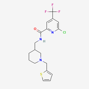 molecular formula C18H19ClF3N3OS B2705819 6-chloro-N-({1-[(thiophen-2-yl)methyl]piperidin-3-yl}methyl)-4-(trifluoromethyl)pyridine-2-carboxamide CAS No. 1808439-16-8