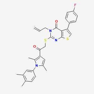 molecular formula C31H28FN3O2S2 B2705821 2-[2-[1-(3,4-二甲基苯基)-2,5-二甲基吡咯-3-基]-2-氧代乙基]硫代基-5-(4-氟苯基)-3-丙-2-烯基噻吩[2,3-d]嘧啶-4-酮 CAS No. 670269-87-1