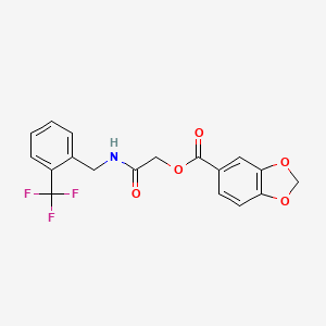 molecular formula C18H14F3NO5 B2705825 2-Oxo-2-{[2-(trifluoromethyl)benzyl]amino}ethyl 1,3-benzodioxole-5-carboxylate CAS No. 1794938-97-8