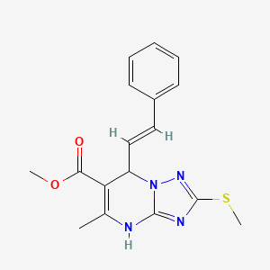 molecular formula C17H18N4O2S B2705829 (E)-methyl 5-methyl-2-(methylthio)-7-styryl-4,7-dihydro-[1,2,4]triazolo[1,5-a]pyrimidine-6-carboxylate CAS No. 725217-81-2