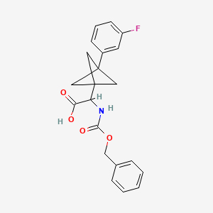 molecular formula C21H20FNO4 B2705835 2-[3-(3-Fluorophenyl)-1-bicyclo[1.1.1]pentanyl]-2-(phenylmethoxycarbonylamino)acetic acid CAS No. 2287261-44-1