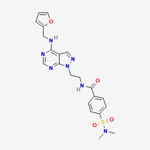 molecular formula C21H23N7O4S B2705839 4-(N,N-二甲基磺酰氨基)-N-(2-(4-((呋喃-2-基甲基)氨基)-1H-吡唑并[3,4-d]嘧啶-1-基)乙基)苯甲酰胺 CAS No. 1209981-38-3