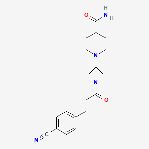 molecular formula C19H24N4O2 B2705840 1-(1-(3-(4-Cyanophenyl)propanoyl)azetidin-3-yl)piperidine-4-carboxamide CAS No. 2034292-97-0