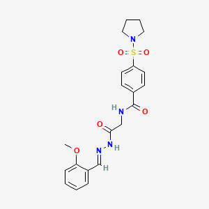 (E)-N-(2-(2-(2-methoxybenzylidene)hydrazinyl)-2-oxoethyl)-4-(pyrrolidin-1-ylsulfonyl)benzamide