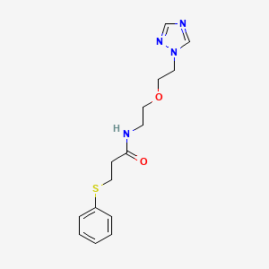 molecular formula C15H20N4O2S B2705860 3-(phenylsulfanyl)-N-{2-[2-(1H-1,2,4-triazol-1-yl)ethoxy]ethyl}propanamide CAS No. 2097902-19-5