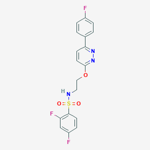 molecular formula C18H14F3N3O3S B2705861 2,4-difluoro-N-(2-((6-(4-fluorophenyl)pyridazin-3-yl)oxy)ethyl)benzenesulfonamide CAS No. 920256-67-3