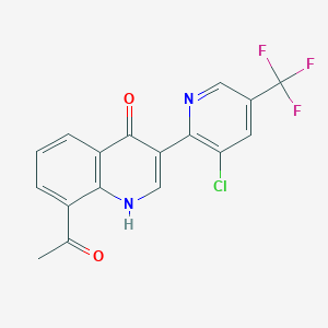 molecular formula C17H10ClF3N2O2 B2705866 8-乙酰基-3-[3-氯-5-(三氟甲基)-2-吡啶基]-4(1H)-喹啉酮 CAS No. 551930-82-6
