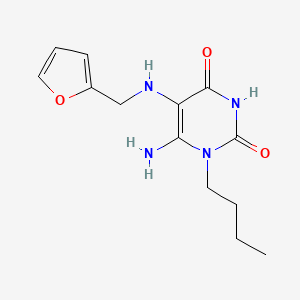 molecular formula C13H18N4O3 B2705869 6-Amino-1-butyl-5-[(furan-2-ylmethyl)amino]-1,2,3,4-tetrahydropyrimidine-2,4-dione CAS No. 726153-82-8