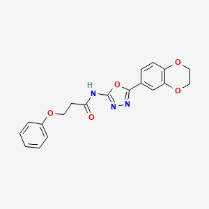 molecular formula C19H17N3O5 B2705878 N-(5-(2,3-dihydrobenzo[b][1,4]dioxin-6-yl)-1,3,4-oxadiazol-2-yl)-3-phenoxypropanamide CAS No. 851094-58-1