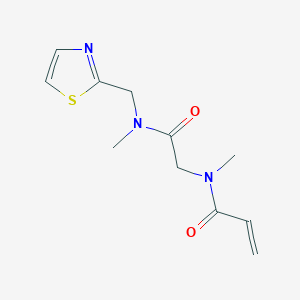 molecular formula C11H15N3O2S B2705880 N-Methyl-N-[2-[methyl(1,3-thiazol-2-ylmethyl)amino]-2-oxoethyl]prop-2-enamide CAS No. 2202238-92-2