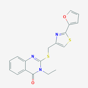 molecular formula C18H15N3O2S2 B270589 3-ethyl-2-({[2-(2-furyl)-1,3-thiazol-4-yl]methyl}sulfanyl)-4(3H)-quinazolinone 