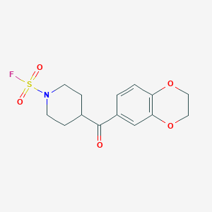 molecular formula C14H16FNO5S B2705894 4-(2,3-Dihydro-1,4-benzodioxine-6-carbonyl)piperidine-1-sulfonyl fluoride CAS No. 2411271-09-3