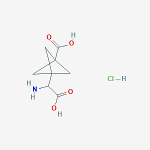 molecular formula C8H12ClNO4 B2705903 3-(Amino(carboxy)methyl)bicyclo[1.1.1]pentane-1-carboxylic acid hydrochloride CAS No. 2228082-50-4