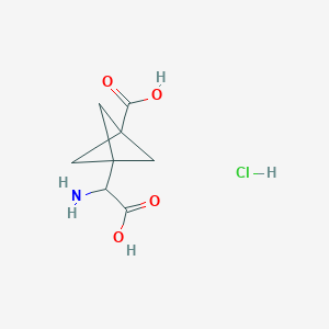 molecular formula C8H12ClNO4 B2705903 3-(氨基(羧基)甲基)双环[1.1.1]戊烷-1-羧酸盐酸盐 CAS No. 2228082-50-4