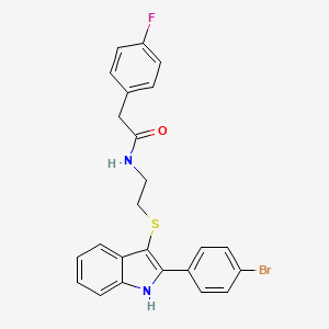 molecular formula C24H20BrFN2OS B2705904 N-[2-[[2-(4-溴苯基)-1H-吲哚-3-基]硫代基]乙基]-2-(4-氟苯基)乙酰胺 CAS No. 1023519-51-8