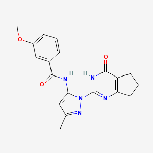 molecular formula C19H19N5O3 B2705906 3-methoxy-N-(3-methyl-1-(4-oxo-4,5,6,7-tetrahydro-3H-cyclopenta[d]pyrimidin-2-yl)-1H-pyrazol-5-yl)benzamide CAS No. 1003799-48-1