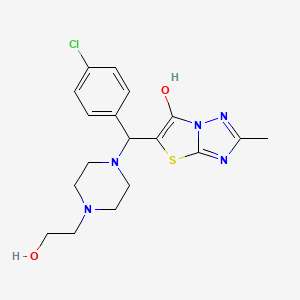 molecular formula C18H22ClN5O2S B2705917 5-((4-Chlorophenyl)(4-(2-hydroxyethyl)piperazin-1-yl)methyl)-2-methylthiazolo[3,2-b][1,2,4]triazol-6-ol CAS No. 851809-50-2