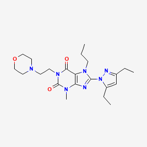molecular formula C22H33N7O3 B2705930 8-(3,5-diethyl-1H-pyrazol-1-yl)-3-methyl-1-(2-morpholinoethyl)-7-propyl-1H-purine-2,6(3H,7H)-dione CAS No. 1013768-67-6