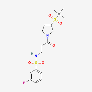 molecular formula C17H25FN2O5S2 B2705936 N-(3-(3-(叔丁基磺酰)吡咯烷-1-基)-3-氧代丙基)-3-氟苯磺酰胺 CAS No. 1797781-75-9