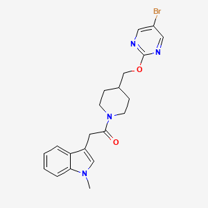 molecular formula C21H23BrN4O2 B2705937 1-[4-[(5-Bromopyrimidin-2-yl)oxymethyl]piperidin-1-yl]-2-(1-methylindol-3-yl)ethanone CAS No. 2379948-42-0