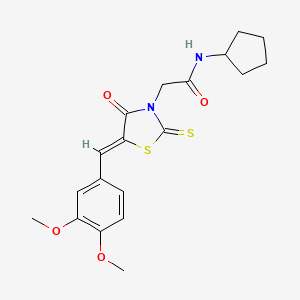 molecular formula C19H22N2O4S2 B2705939 N-环戊基-2-[(5Z)-5-[(3,4-二甲氧基苯基)甲亚基]-4-氧代-2-硫代-1,3-噻唑烷-3-基]乙酰胺 CAS No. 681832-65-5