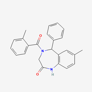 molecular formula C24H22N2O2 B2705940 7-methyl-4-(2-methylbenzoyl)-5-phenyl-4,5-dihydro-1H-benzo[e][1,4]diazepin-2(3H)-one CAS No. 312606-48-7