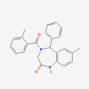 molecular formula C24H22N2O2 B2705940 7-甲基-4-(2-甲基苯甲酰)-5-苯基-4,5-二氢-1H-苯并[e][1,4]二氮杂环-2(3H)-酮 CAS No. 312606-48-7