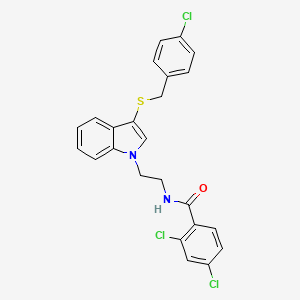 2,4-dichloro-N-[2-[3-[(4-chlorophenyl)methylsulfanyl]indol-1-yl]ethyl]benzamide