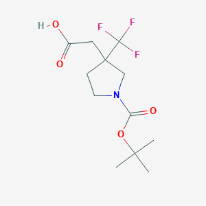 2-[1-[(2-Methylpropan-2-yl)oxycarbonyl]-3-(trifluoromethyl)pyrrolidin-3-yl]acetic acid