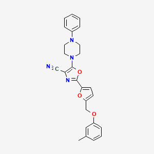 5-(4-Phenylpiperazin-1-yl)-2-(5-((m-tolyloxy)methyl)furan-2-yl)oxazole-4-carbonitrile