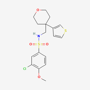 molecular formula C17H20ClNO4S2 B2705976 3-chloro-4-methoxy-N-((4-(thiophen-3-yl)tetrahydro-2H-pyran-4-yl)methyl)benzenesulfonamide CAS No. 2309605-33-0