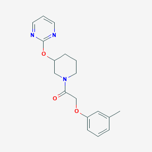 molecular formula C18H21N3O3 B2705992 1-(3-(Pyrimidin-2-yloxy)piperidin-1-yl)-2-(m-tolyloxy)ethanone CAS No. 2034435-24-8