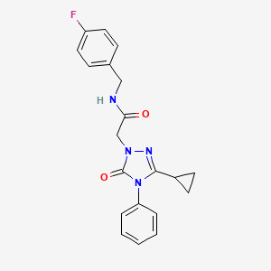 molecular formula C20H19FN4O2 B2705993 2-(3-cyclopropyl-5-oxo-4-phenyl-4,5-dihydro-1H-1,2,4-triazol-1-yl)-N-(4-fluorobenzyl)acetamide CAS No. 1396766-84-9