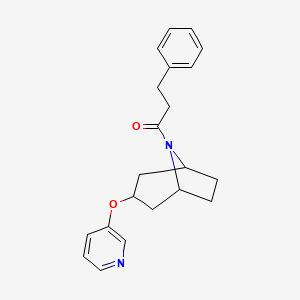 molecular formula C21H24N2O2 B2706016 3-phenyl-1-((1R,5S)-3-(pyridin-3-yloxy)-8-azabicyclo[3.2.1]octan-8-yl)propan-1-one CAS No. 2108717-40-2