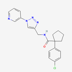 molecular formula C20H20ClN5O B2706023 1-(4-氯苯基)-N-((1-(吡啶-3-基)-1H-1,2,3-三唑-4-基甲基)环戊基甲酰胺 CAS No. 2034384-86-4