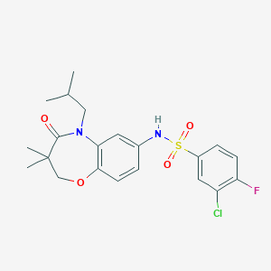 molecular formula C21H24ClFN2O4S B2706026 3-氯-4-氟-N-(5-异丁基-3,3-二甲基-4-氧代-2,3,4,5-四氢苯并[b][1,4]噁唑-7-基)苯磺酰胺 CAS No. 922003-90-5