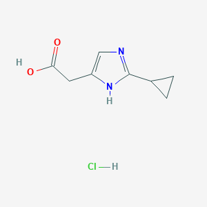 molecular formula C8H11ClN2O2 B2706030 2-(2-环丙基-1H-咪唑-5-基)乙酸；盐酸盐 CAS No. 2418730-78-4