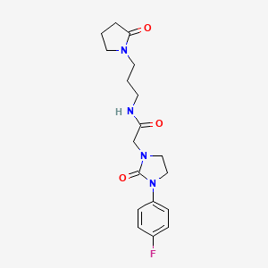molecular formula C18H23FN4O3 B2706033 2-(3-(4-fluorophenyl)-2-oxoimidazolidin-1-yl)-N-(3-(2-oxopyrrolidin-1-yl)propyl)acetamide CAS No. 1286725-04-9
