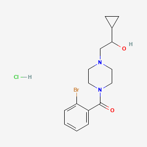 molecular formula C16H22BrClN2O2 B2706034 (2-溴苯基)(4-(2-环丙基-2-羟基乙基)哌嗪-1-基)甲酮盐酸盐 CAS No. 1396800-32-0