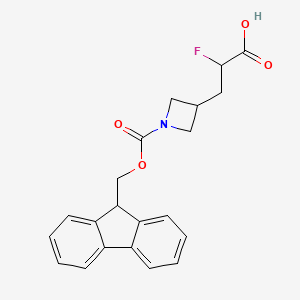 molecular formula C21H20FNO4 B2706038 3-[1-(9H-Fluoren-9-ylmethoxycarbonyl)azetidin-3-yl]-2-fluoropropanoic acid CAS No. 2377031-39-3