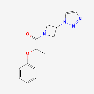molecular formula C14H16N4O2 B2706039 1-(3-(1H-1,2,3-triazol-1-yl)azetidin-1-yl)-2-phenoxypropan-1-one CAS No. 1797985-53-5