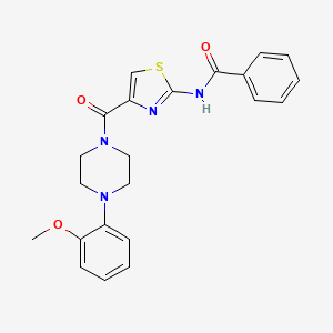 molecular formula C22H22N4O3S B2706047 N-(4-(4-(2-methoxyphenyl)piperazine-1-carbonyl)thiazol-2-yl)benzamide CAS No. 941929-15-3