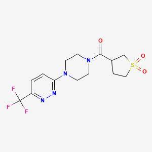 molecular formula C14H17F3N4O3S B2706048 (1,1-Dioxothiolan-3-yl)-[4-[6-(trifluoromethyl)pyridazin-3-yl]piperazin-1-yl]methanone CAS No. 2380194-78-3