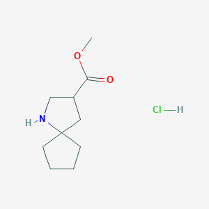 molecular formula C10H18ClNO2 B2706067 Methyl 1-azaspiro[4.4]nonane-3-carboxylate;hydrochloride CAS No. 2344680-86-8