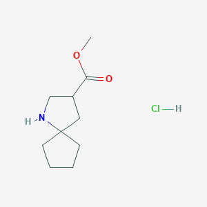 molecular formula C10H18ClNO2 B2706067 甲基-1-氮杂螺[4.4]壬烷-3-羧酸甲酯；盐酸盐 CAS No. 2344680-86-8