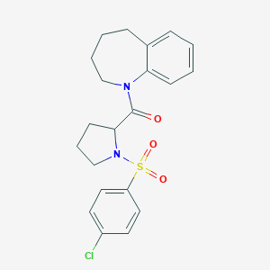 molecular formula C21H23ClN2O3S B270607 1-({1-[(4-chlorophenyl)sulfonyl]-2-pyrrolidinyl}carbonyl)-2,3,4,5-tetrahydro-1H-1-benzazepine 
