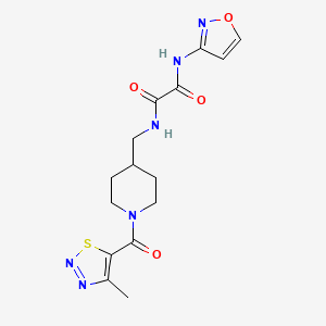 molecular formula C15H18N6O4S B2706088 N1-(isoxazol-3-yl)-N2-((1-(4-methyl-1,2,3-thiadiazole-5-carbonyl)piperidin-4-yl)methyl)oxalamide CAS No. 1327217-64-0