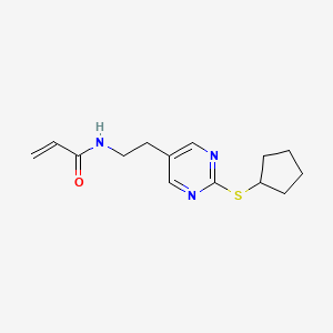 molecular formula C14H19N3OS B2706093 N-[2-(2-Cyclopentylsulfanylpyrimidin-5-yl)ethyl]prop-2-enamide CAS No. 2305551-27-1