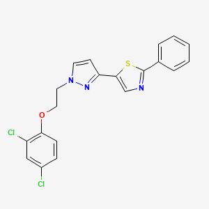 molecular formula C20H15Cl2N3OS B2706094 2,4-Dichlorophenyl 2-(3-(2-phenyl-1,3-thiazol-5-yl)-1H-pyrazol-1-yl)ethyl ether CAS No. 318255-95-7