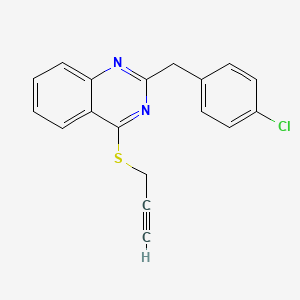 molecular formula C18H13ClN2S B2706131 2-(4-Chlorobenzyl)-4-(2-propynylsulfanyl)quinazoline CAS No. 303149-29-3
